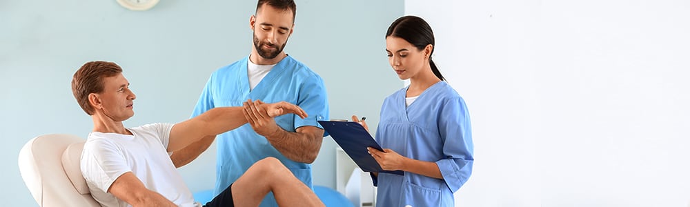 Male and female treating patient